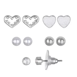 LC Lauren Conrad Heart & Ball Stud Earring Set