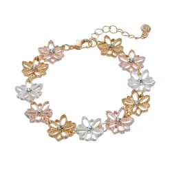 LC Lauren Conrad Tri Tone Textured Flower Bracelet