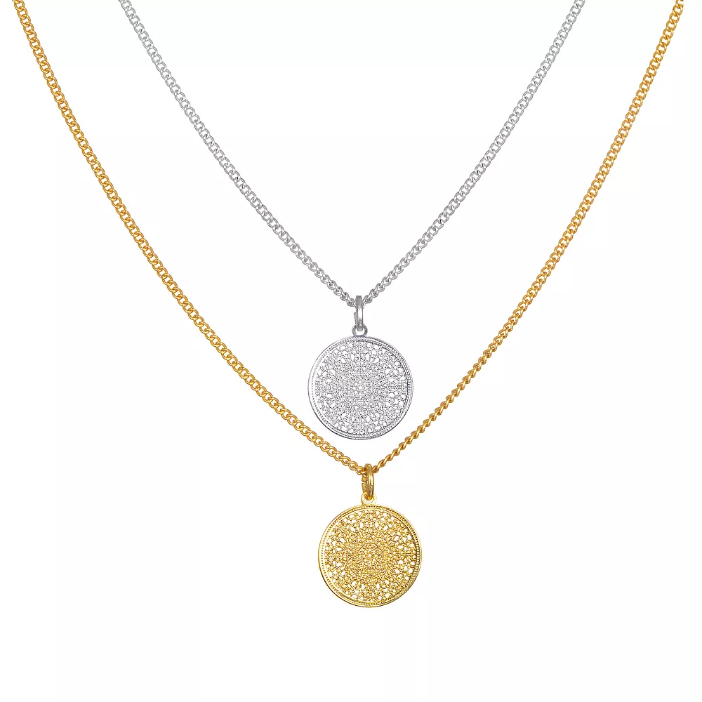 LC Lauren Conrad Openwork Disc Pendant Necklace Set