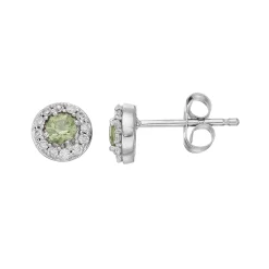 LC Lauren Conrad 10k White Gold Green Sapphire & 1/10 Carat T.W. Diamond Halo Stud Earrings