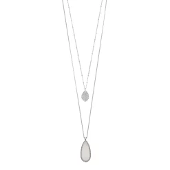 LC Lauren Conrad Long Teardrop & Leaf Layered Necklace
