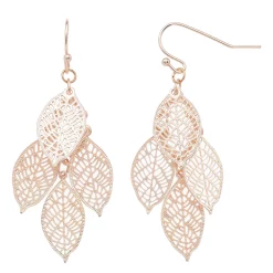 LC Lauren Conrad Rose Gold Tone Leaf Layer Nickel Free Drop Earrings