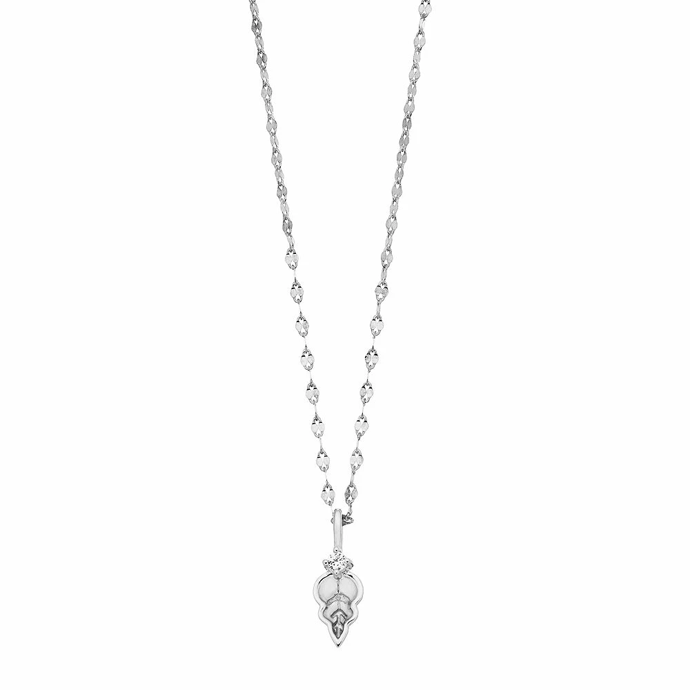 LC Lauren Conrad Leaf Lab-Created White Sapphire Pendant Necklace - Image 2