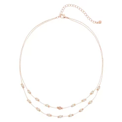 LC Lauren Conrad Multi Strand Rose Gold Tone Faux Pearl Necklace