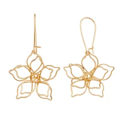 LC Lauren Conrad Gold Tone Open-Work Flower Drop Earrings