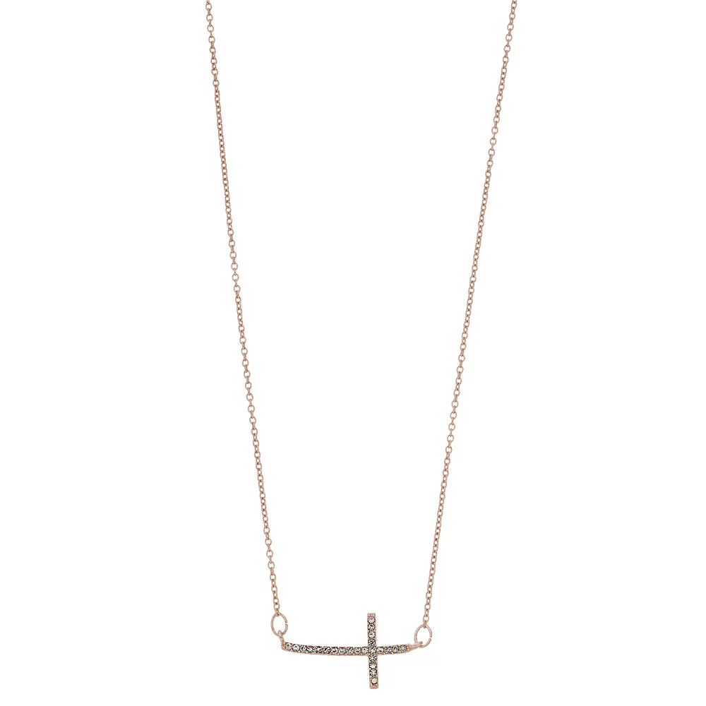 LC Lauren Conrad Simulated Crystal Sideways Cross Necklace