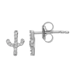 LC Lauren Conrad Sterling Silver Lab-Created White Sapphire Cactus Stud Earrings