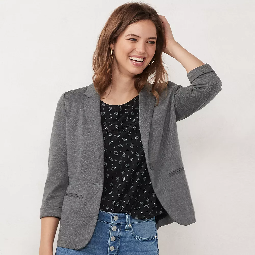 Petite LC Lauren Conrad Fitted Open-Front Blazer