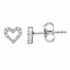 LC Lauren Conrad Sterling Silver Lab-Created White Sapphire Heart Stud Earrings