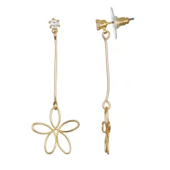 LC Lauren Conrad Gold Tone Wire Flower Drop Earrings