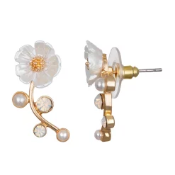 LC Lauren Conrad Gold Tone Flower with Stem Button Earrings