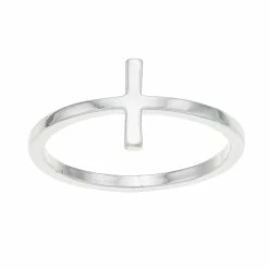LC Lauren Conrad Silver Tone Sideways Cross Ring