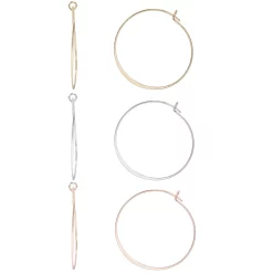 LC Lauren Conrad Multi Tone Hammered Nickel Free Hoop Earring Set