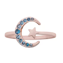 LC Lauren Conrad Rose Gold Tone Cubic Zirconia Pave Moon & Star Ring