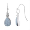 LC Lauren Conrad Silver Tone Crackled Simulated Crystal Nickel Free Teardrop Earrings