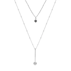 LC Lauren Conrad Silver Tone Cubic Zirconia Stick Pendant Necklace