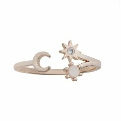LC Lauren Conrad Rose Gold Tone Cubic Zirconia Sun Moon & Star Ring