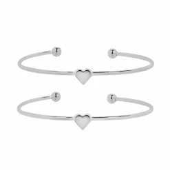 LC Lauren Conrad Silver Tone Heart Cuff Bracelet Set