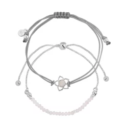 LC Lauren Conrad Silver Tone Lotus & Beaded Bracelet Set