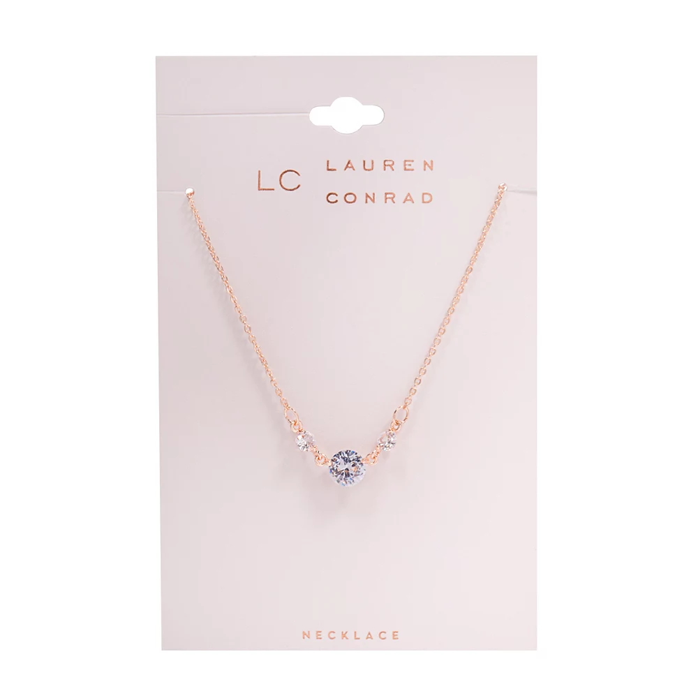 LC Lauren Conrad Cubic Zirconia Tri-Stone Short Necklace - Image 2