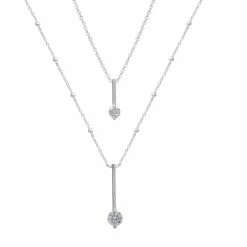 LC Lauren Conrad Cubic Zirconia Embellished Chain Two-Row Necklace