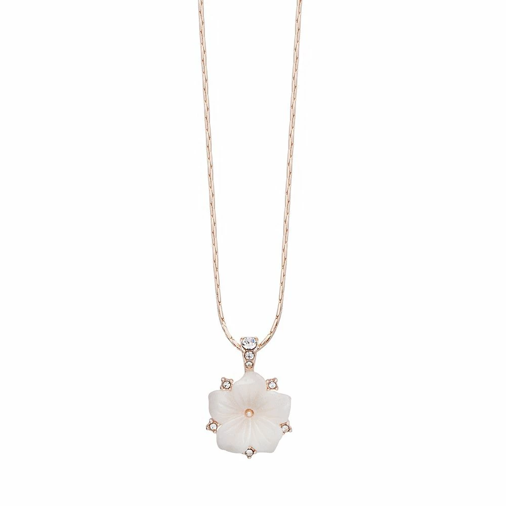 LC Lauren Conrad Rose Gold Tone & White Flower Pendant Necklace