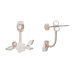 LC Lauren Conrad Rose Gold Tone & White Floral Ear Jacket