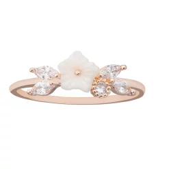 LC Lauren Conrad Rose Gold Tone & White Flower Ring