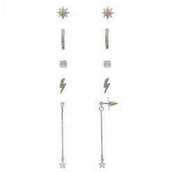 LC Lauren Conrad Lightning Bolt Pave Stud & Linear Drop Earring Set