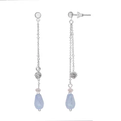 LC Lauren Conrad Silver Tone Starburst & Stone Linear Drop Earrings