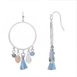LC Lauren Conrad Silver Tone Charm Drop Earrings