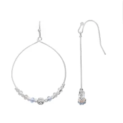 LC Lauren Conrad Silver Tone Fireball Beaded Drop Hoop Earrings