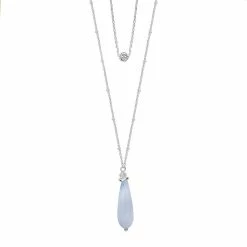 LC Lauren Conrad Silver Tone Multi-Row Blue Pendant Necklace