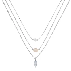 LC Lauren Conrad Silver Tone Dainty Multi-Row Pendant Necklace