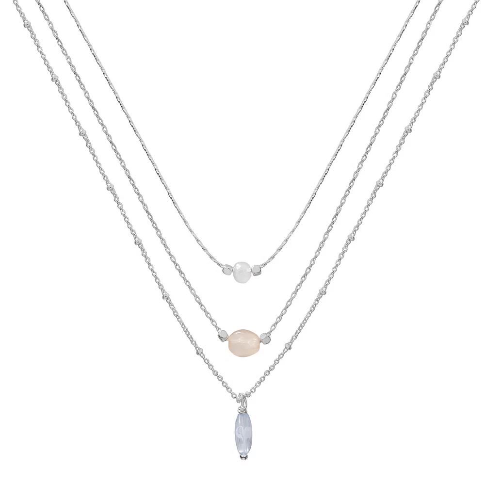 LC Lauren Conrad Silver Tone Dainty Multi-Row Pendant Necklace