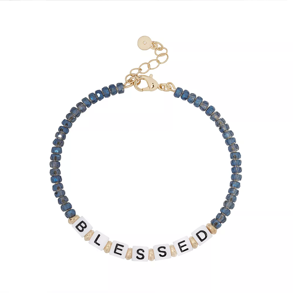 LC Lauren Conrad "Blessed" Glitzy Beaded Bracelet