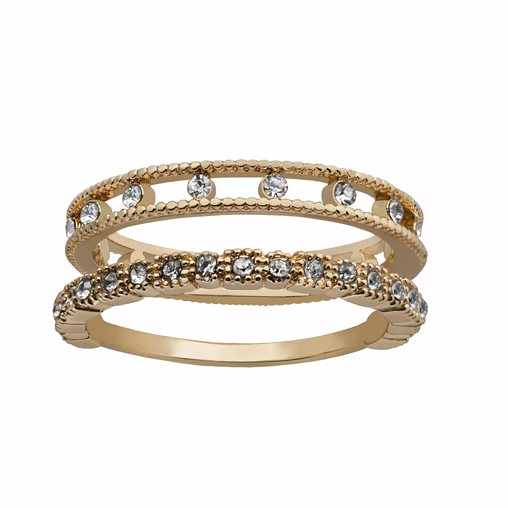 LC Lauren Conrad Gold Tone Pave Band Set