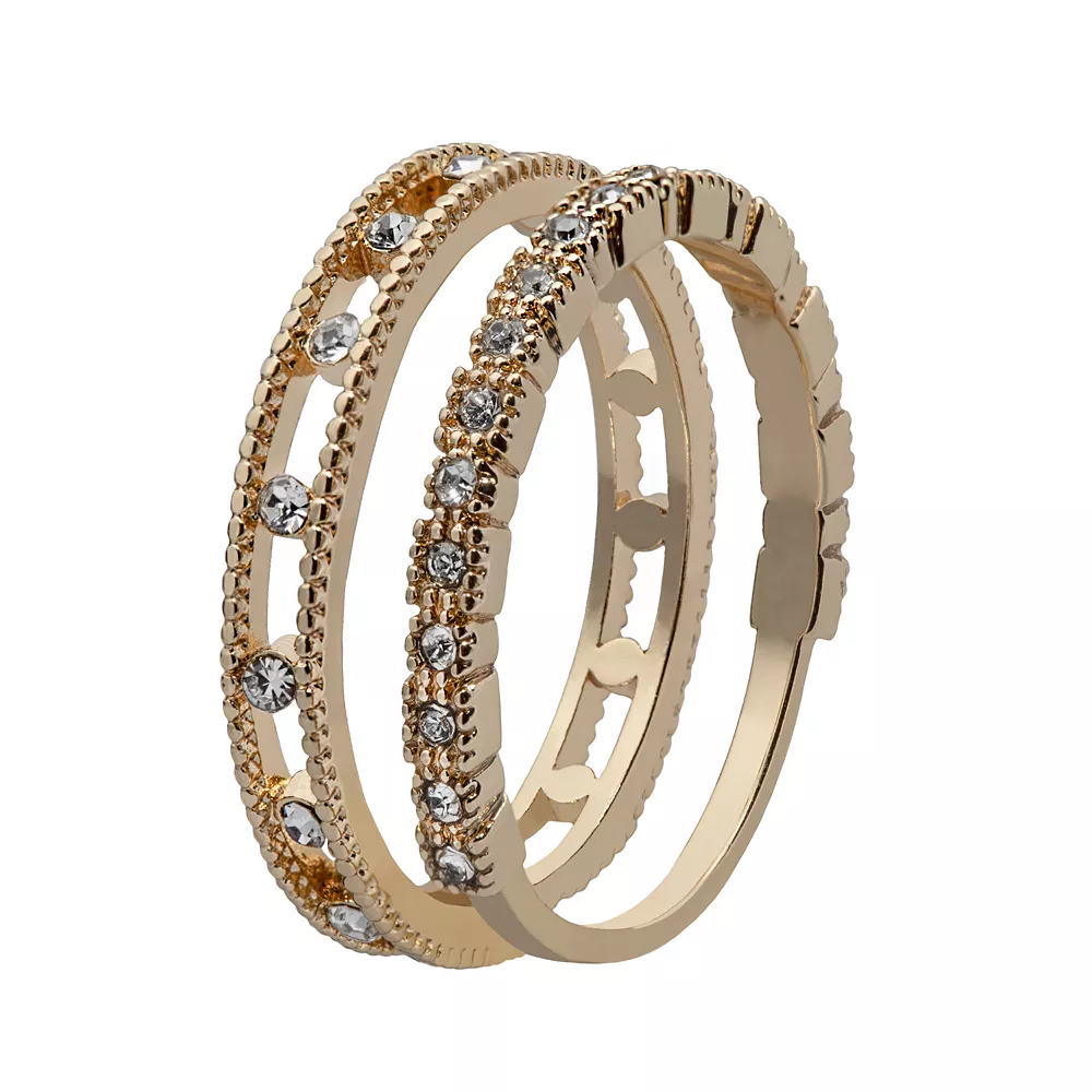 LC Lauren Conrad Gold Tone Pave Band Set - Image 2