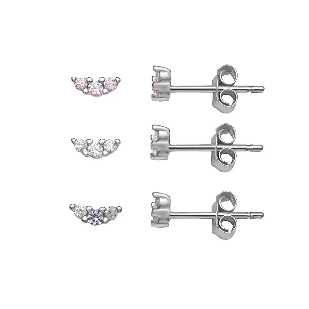 LC Lauren Conrad Sterling Silver Cubic Zirconia Stud Earring Set - Image 2