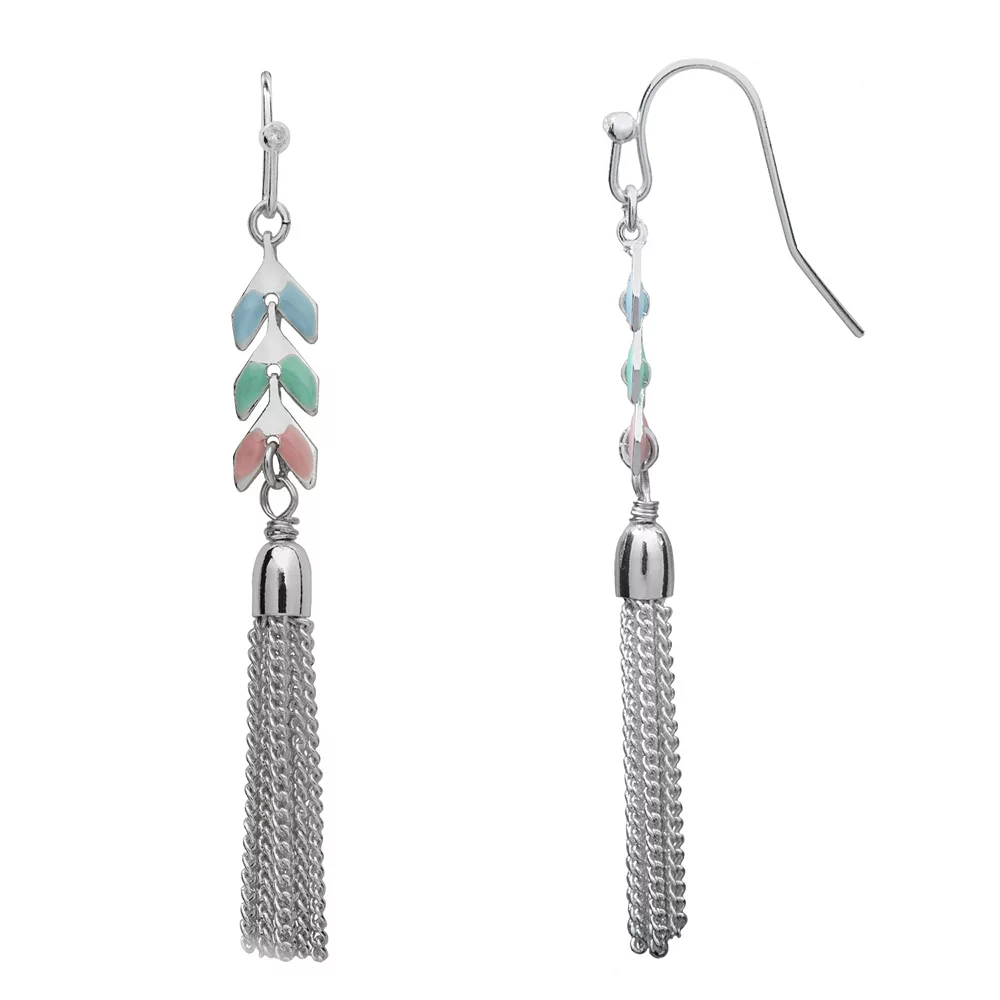 LC Lauren Conrad Rainbow Arrow & Tassel Drop Earrings