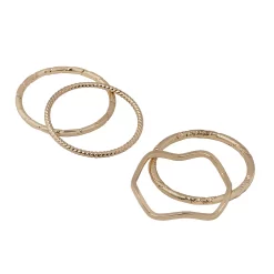 LC Lauren Conrad Gold Tone Polished & Textured Ring Set
