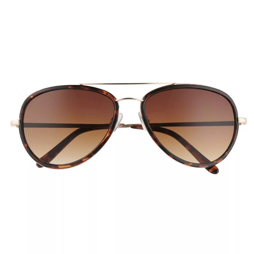 Women's LC Lauren Conrad 59mm Gold Tone & Tortoise Gradient Aviator Sunglasses - Image 2