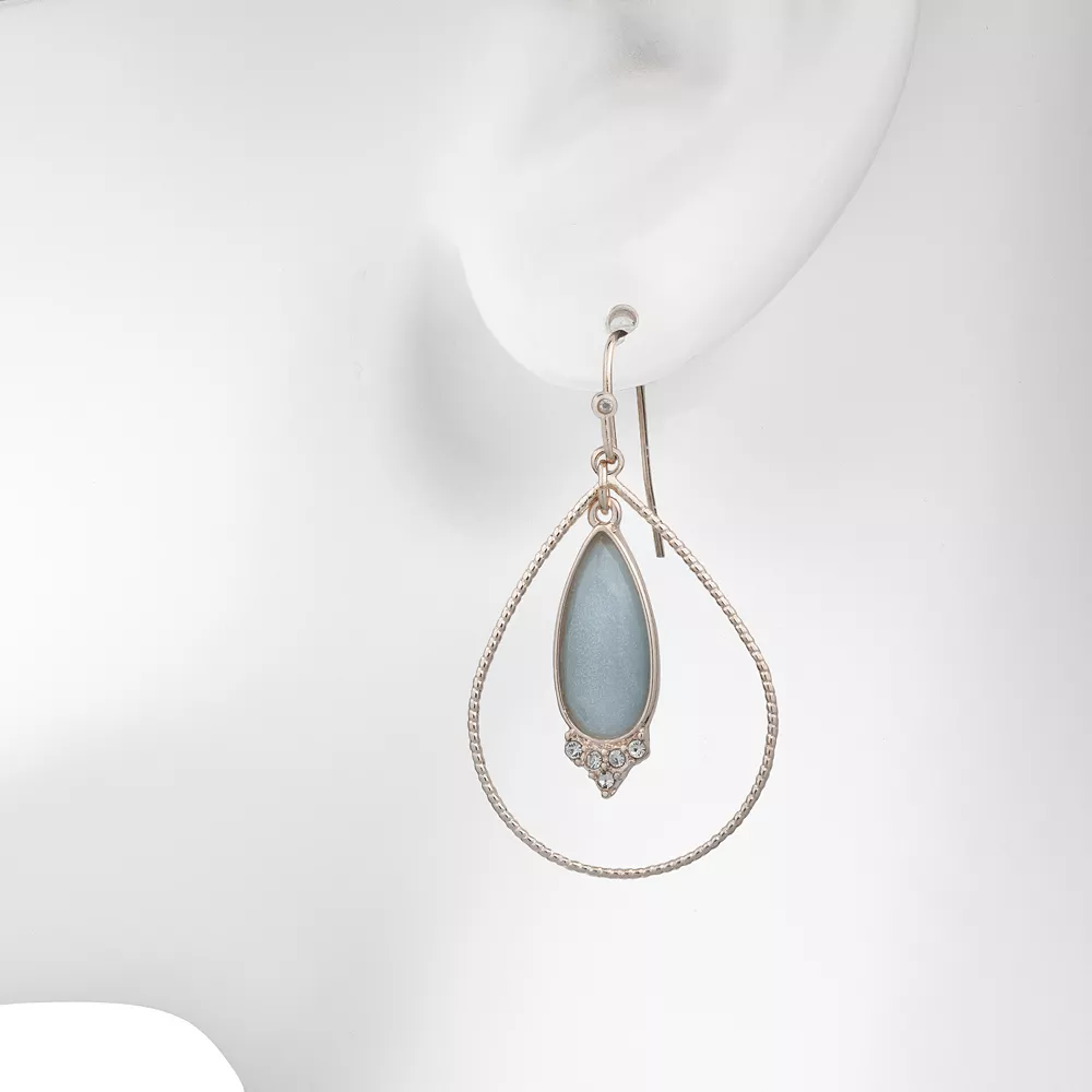 LC Lauren Conrad Rose Gold Tone Resin Orbital Teardrop Earrings - Image 2