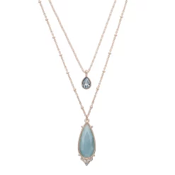 LC Lauren Conrad Rose Gold Tone Layered Simulated Crystal Pendant Necklace