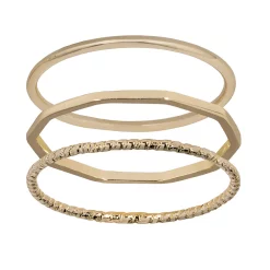 LC Lauren Conrad Gold Tone Polished & Textured Ring Set