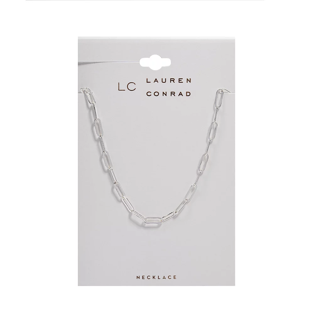 LC Lauren Conrad Silver Tone Long Links Chain Necklace - Image 2