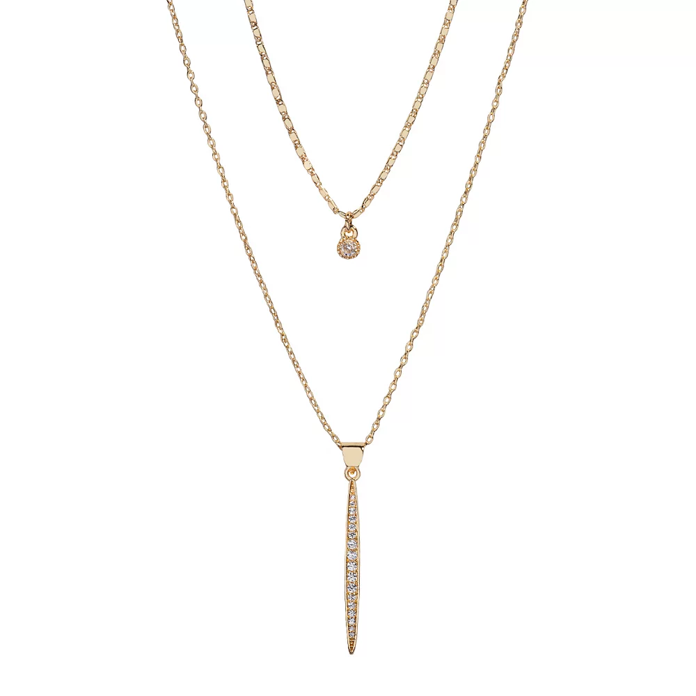 LC Lauren Conrad 2-Row Cubic ZIrconia Pave Stick Pendant Necklace