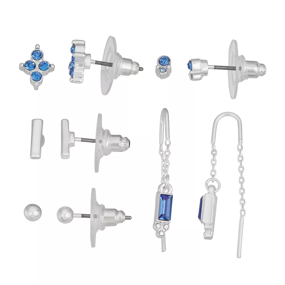 LC Lauren Conrad Simulated Crystal Post & Chain Threader Earring Set - Image 2