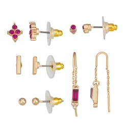 LC Lauren Conrad Simulated Crystal Post & Chain Threader Earring Set