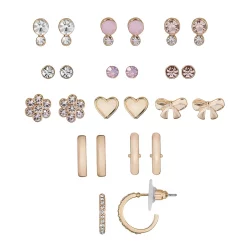 LC Lauren Conrad Stud & Hoop Earrings Set of 12